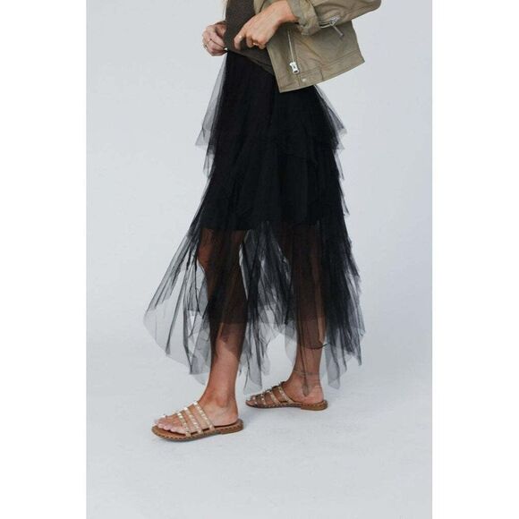 Easel Allover Mesh Ballerina Tulle Princess Maxi Skirt in Black New S-L EB40814 - Picture 9 of 11